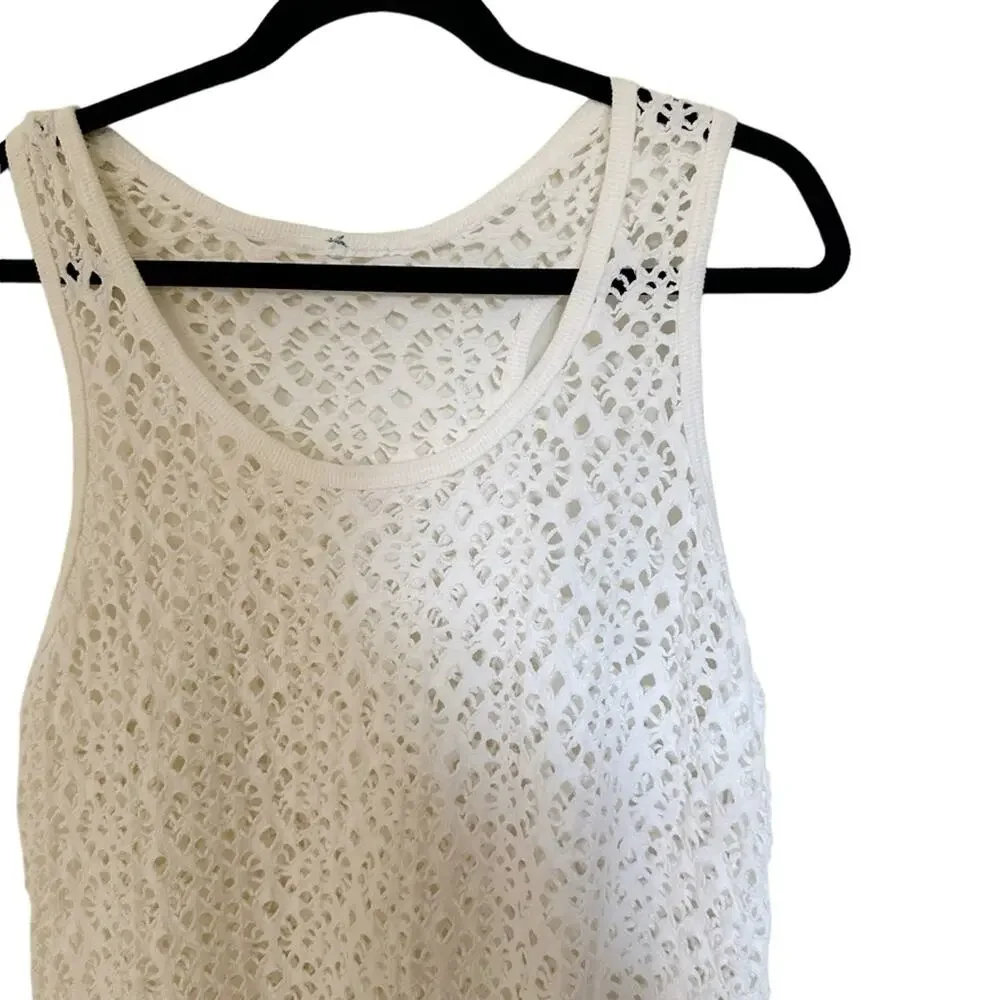 Lace Eyelet Cutout Racerback Tank Top Coverup Top